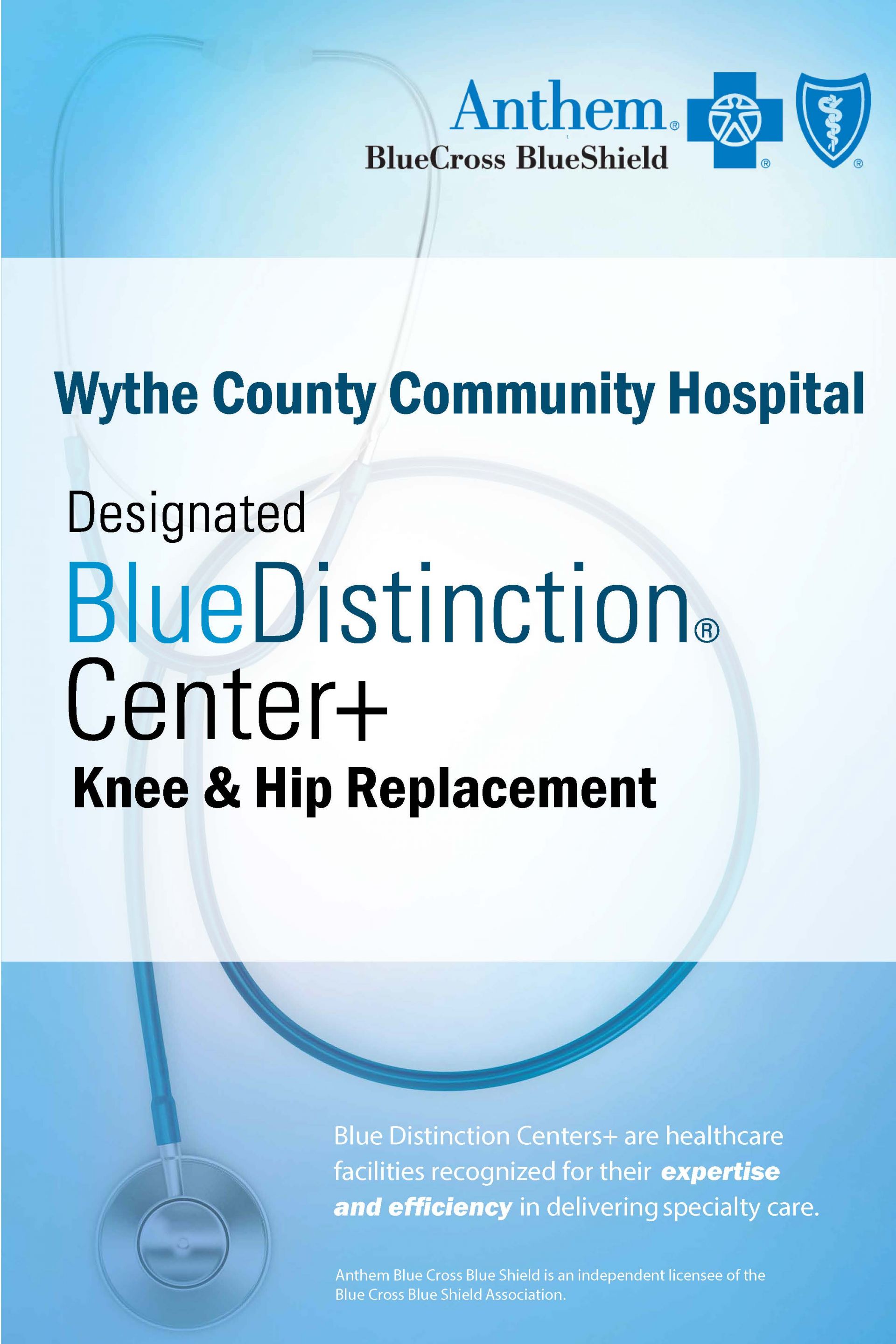 Designated Blue Distinction Center in Hips and Knee Surgery.